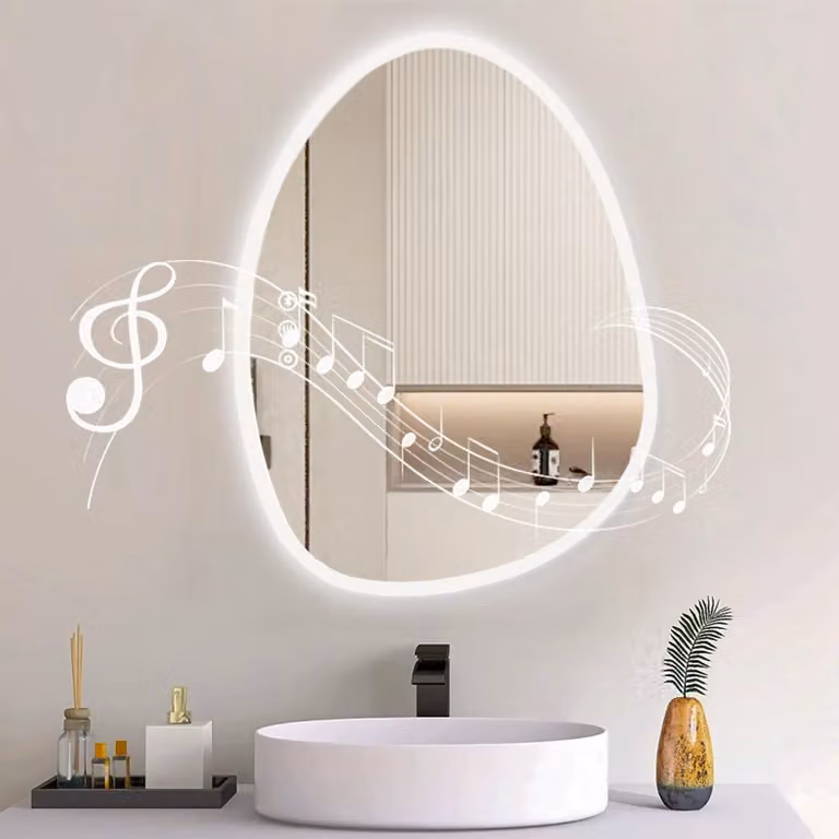 Specchio da bagno con Bluetooth, antiappannamento, dimmerabile, 50x67 cm