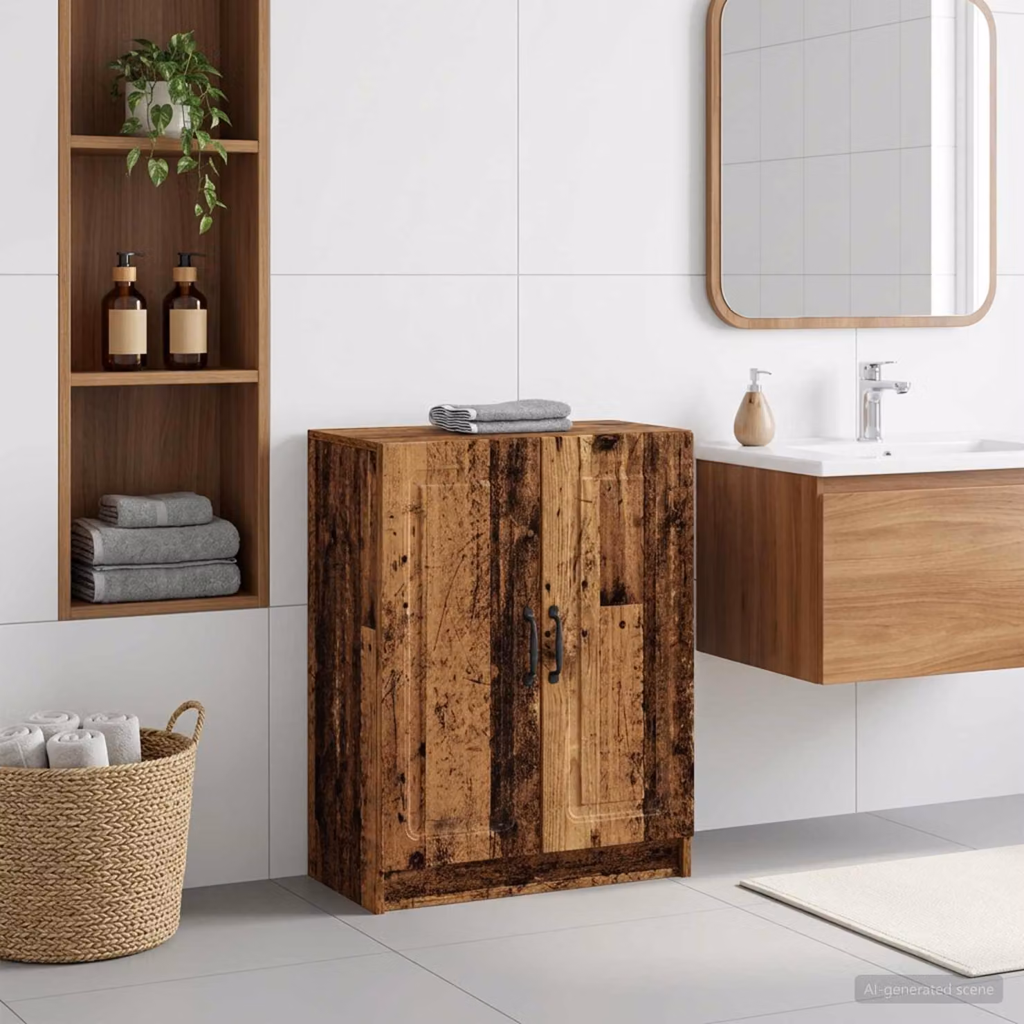 Mobiletto da bagno vidaXL UTRECHT in legno antico marrone L: 59,5 cm, P: 31 cm, H: 77 cm