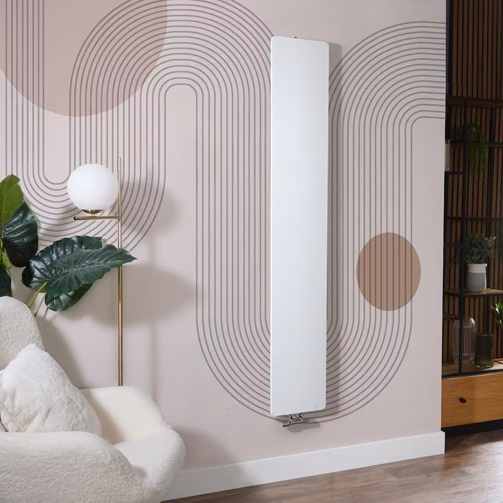 Radiatore Verticale Bianco a Piastra 1800x300mm - Attacco centrale - Slim salvaspazio