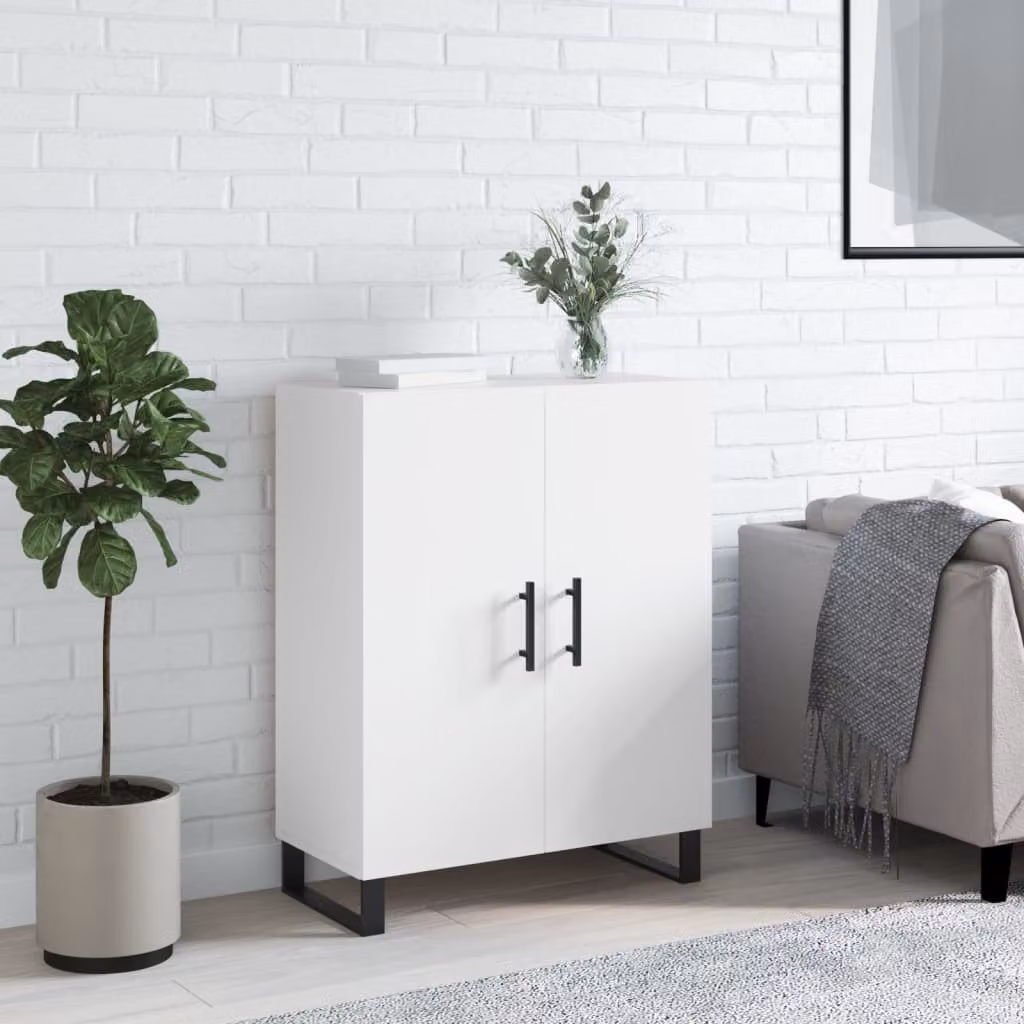 Credenza bianca vidaXL a parete in legno e metallo L: 69,5 cm, P: 34 cm, H: 90 cm