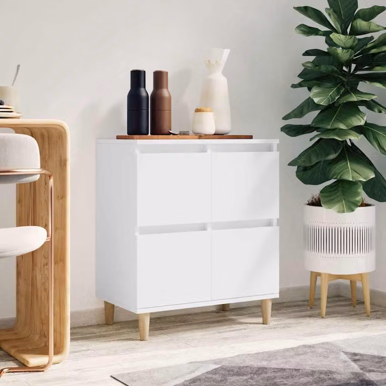 Credenza a parete vidaXL in legno MDF bianco e beige L: 60 cm, P: 35 cm, H: 70 cm
