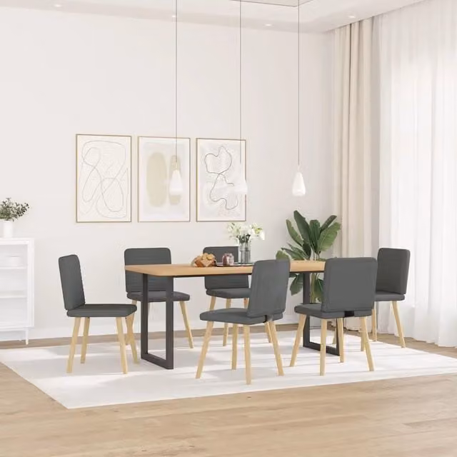 Sedie da Pranzo 6 pz | Sedie da cucina Grigio Scuro in Tessuto