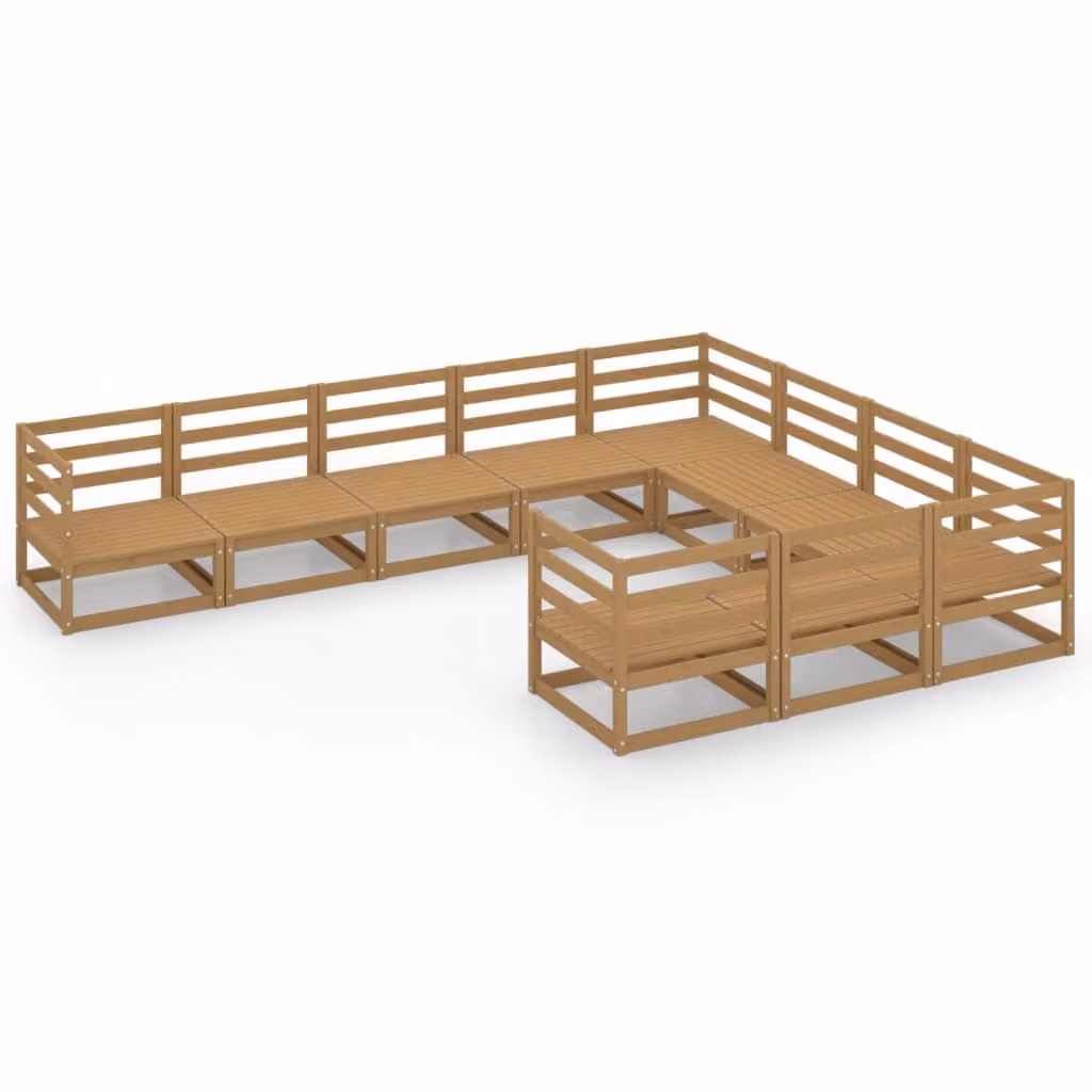 vidaXL Set da salotto da giardino da 10 pezzi in legno di pino massiccio
