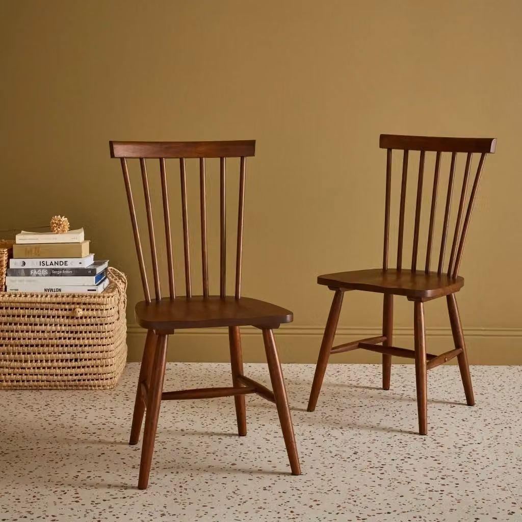 Set di 2 sedie da pranzo impilabili Sweeek in legno e metallo, stile minimalista, colore marrone e nero – 2