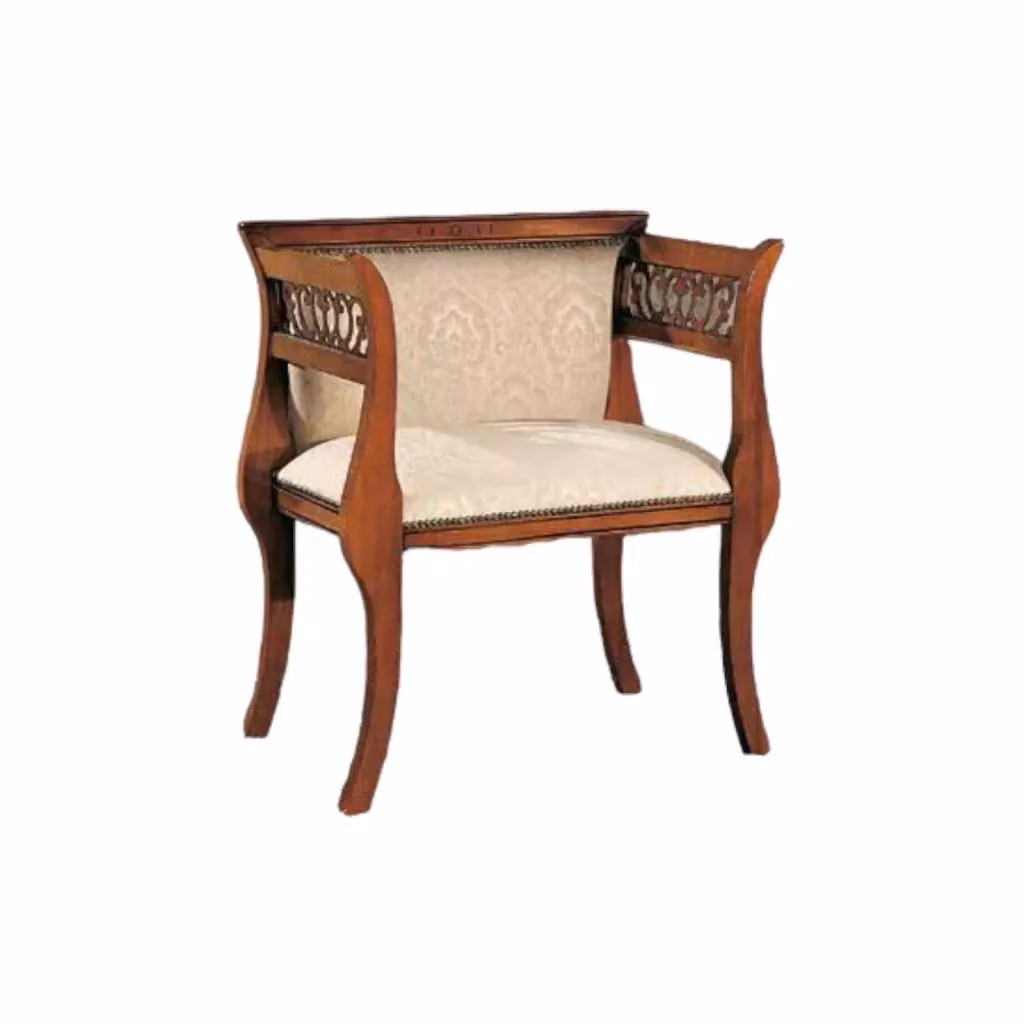Poltrona imbottita in legno di faggio beige con braccioli Mobili 2G L: 69 cm, P: 43 cm, H: 78 cm – 5