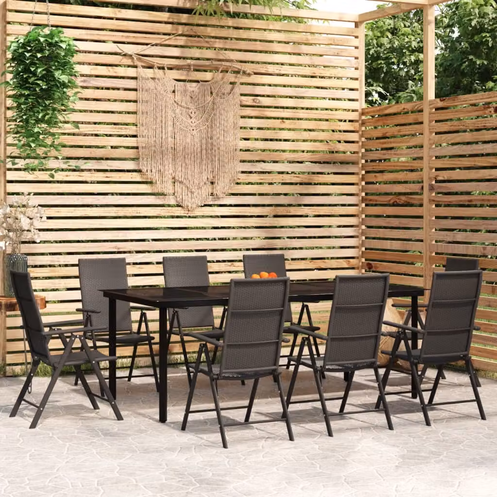 Maison Exclusive - Set da pranzo da giardino 9 pezzi nero