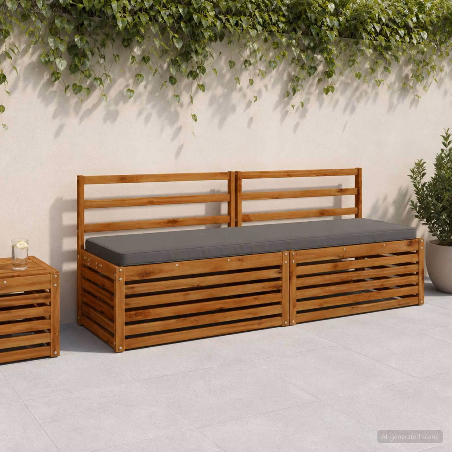 Set di 2 cuscini per panchina vidaXL VUGHT in poliestere grigio con rivestimento lavabile e resistente ai raggi UV