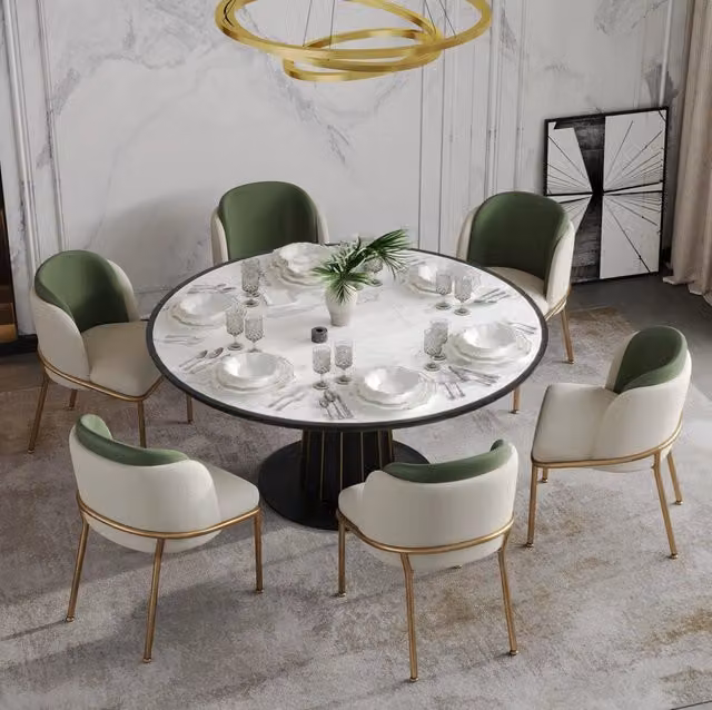 Set di 6 sedie da pranzo moderne 55 x 55 x 85 cm verdi e dorate