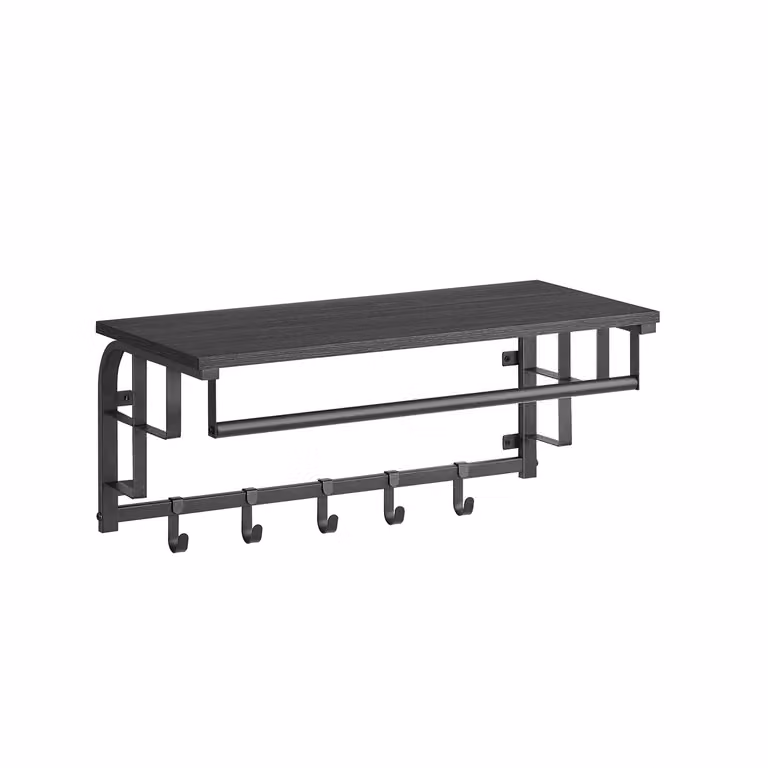 Appendiabiti da Parete con 5 Ganci, Grigio Antracite + Nero