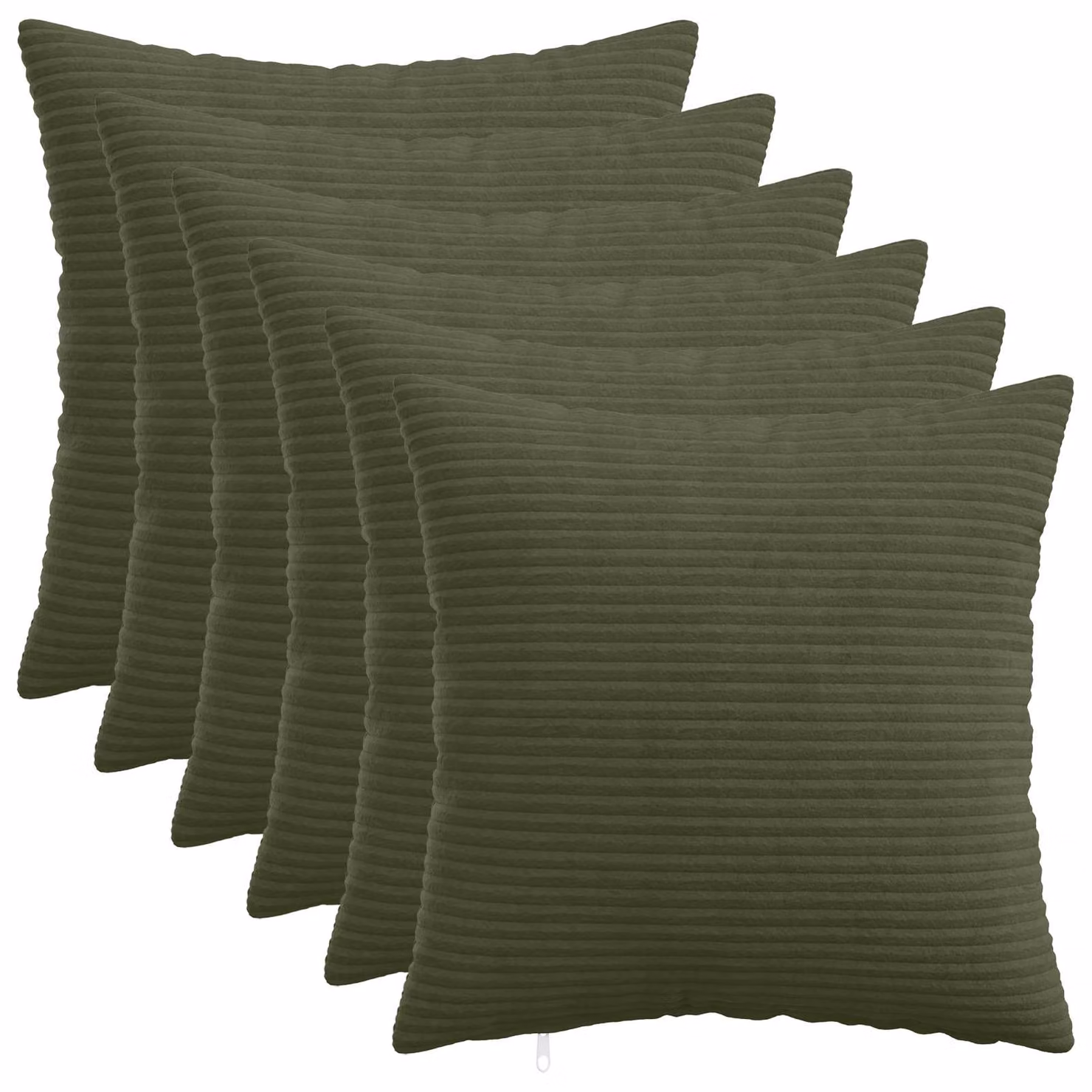 Set di 6 federe vidaXL HEERLEN in velluto a coste verdi, L 45 x P 45 cm