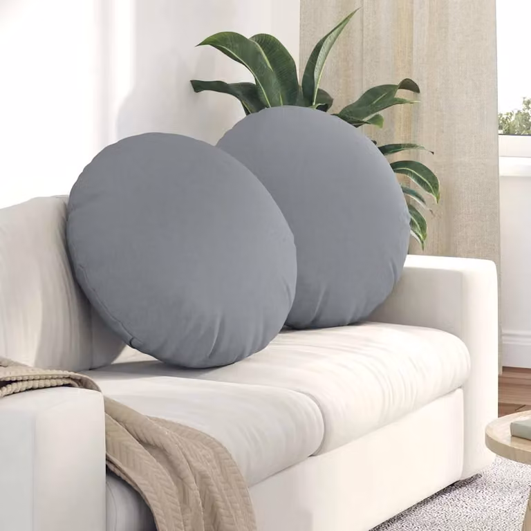 Set di 2 cuscini per seduta rotondi vidaXL in tessuto grigio, Ø 60 cm x 21 cm