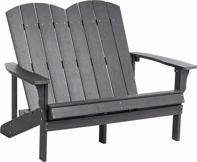Panchina da giardino in legno plastico grigio scuro 2 posti Mobili da giardino tradizionali