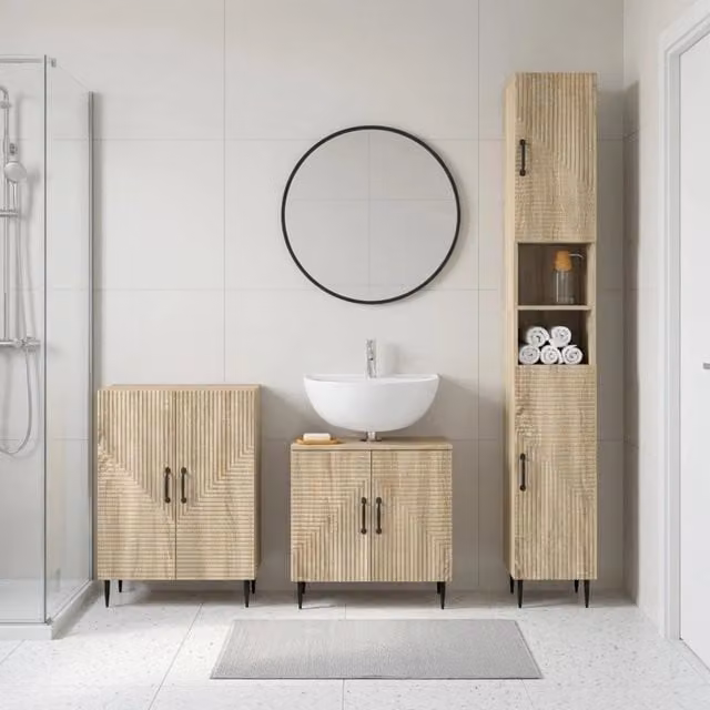 Set di armadietti da bagno in 3 pezzi HAARLEM Rovere Sonoma 3417452