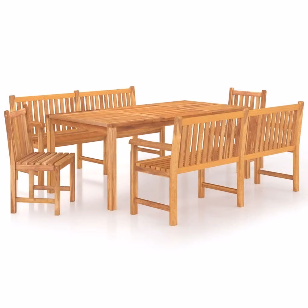 Set da Pranzo per Giardino 5 pz in Legno Massello di Teak