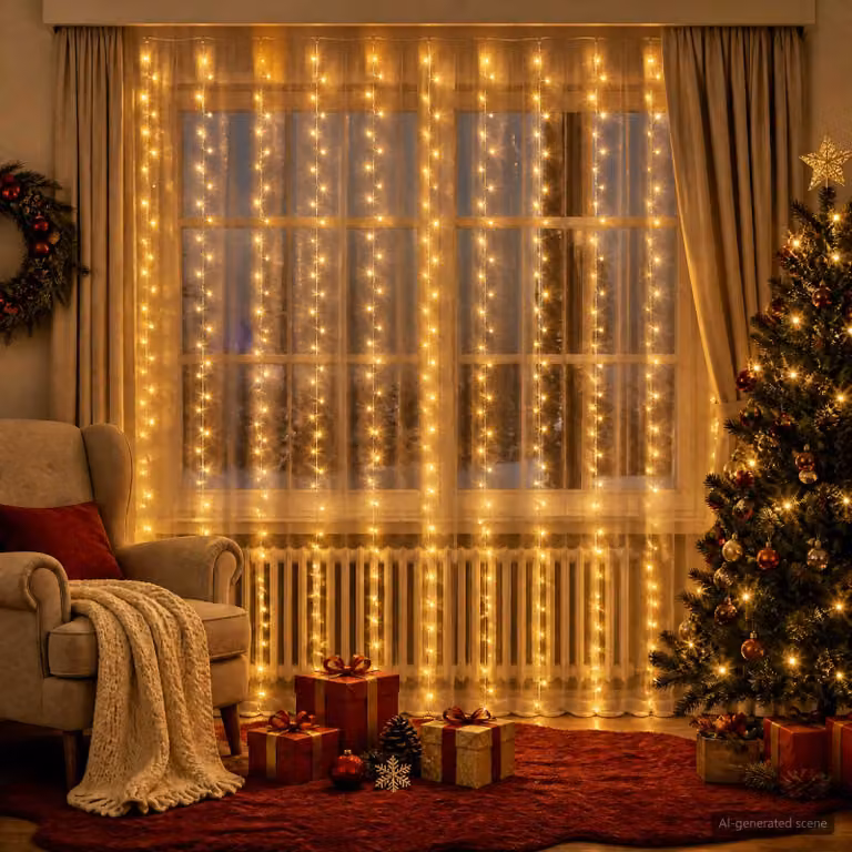 vidaXL Tenda luminosa 300 LED Bianco caldo 300 x 300 cm