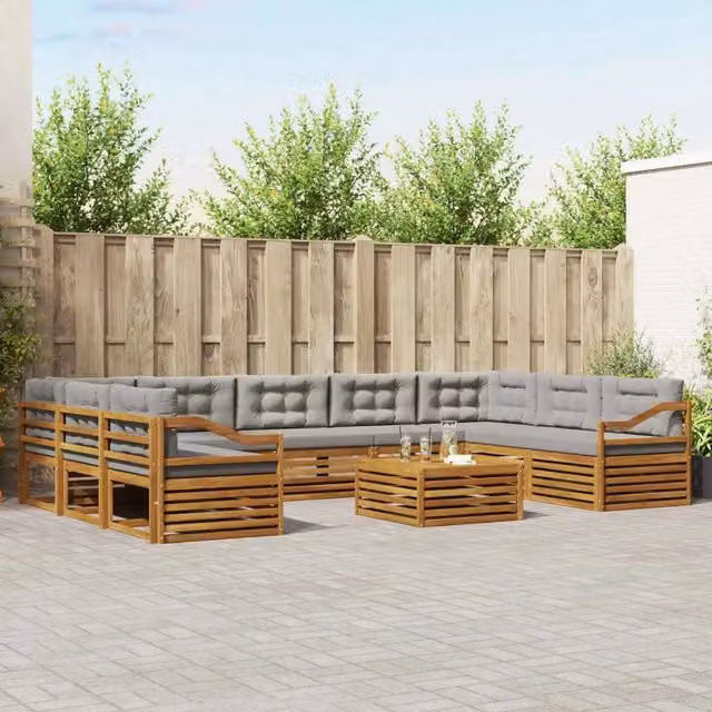 Set di 10 divani da esterno moderni vidaXL in legno di acacia grigio – 1