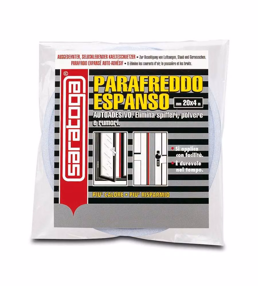 Saratoga Guarnizione Autoadesiva Parafreddo Espanso Bianco - 4m x 20mm