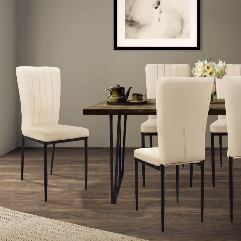 ML-Design set di 4 sedie da pranzo con schienale, tortora, rivestimento in velluto con gambe in metallo