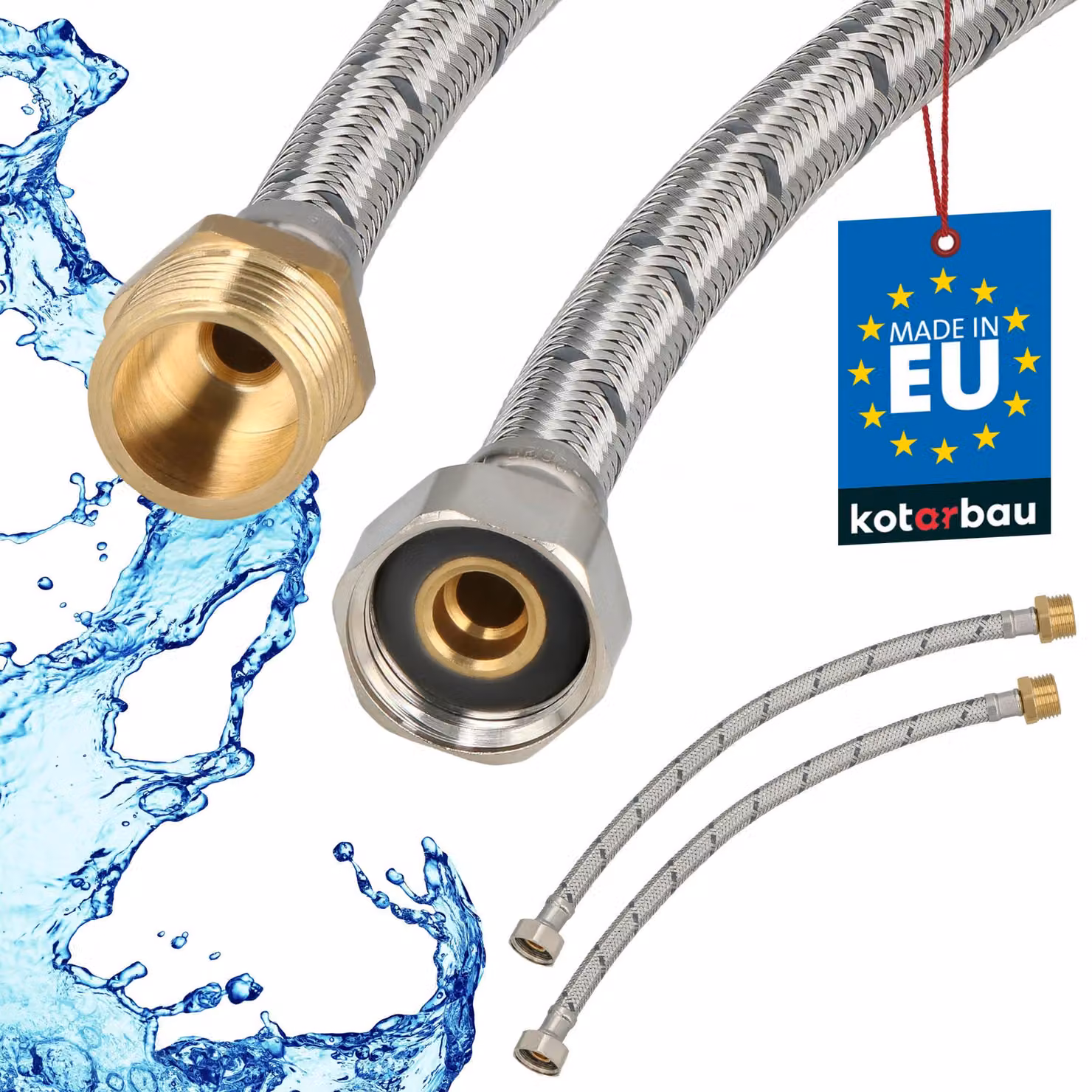 KOTARBAU® 2 Pezzi Tubo Flessibile per Rubinetto 1/2" x 1/2" Rinforzato 40cm Tubo Flessibile Rubinetto Cucina Maschio x Femmina Acciaio Inox