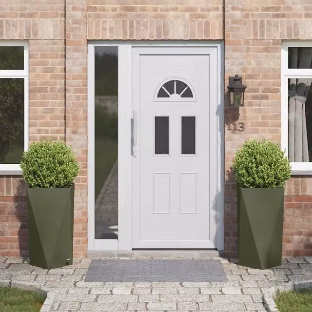 Fioriera 2 pz Verde oliva 40 x 40 x 75 cm Acciaio 883787