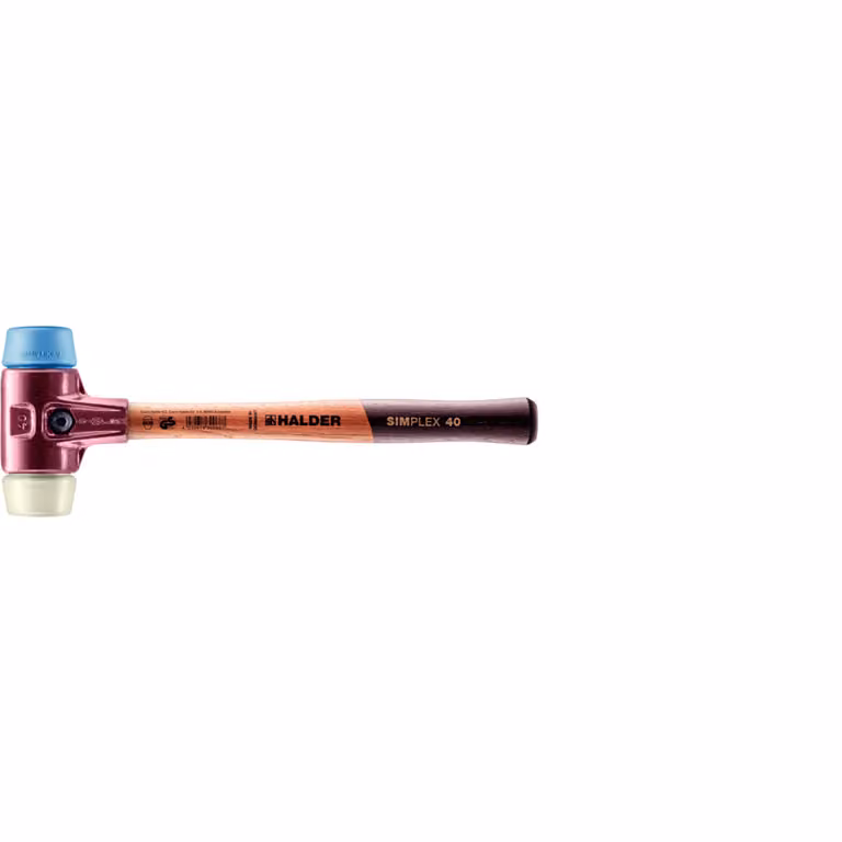 Mazza SIMPLEX soft-face con alloggiamento TE e manico in legno, Ø 40, TPE-soft / nylon