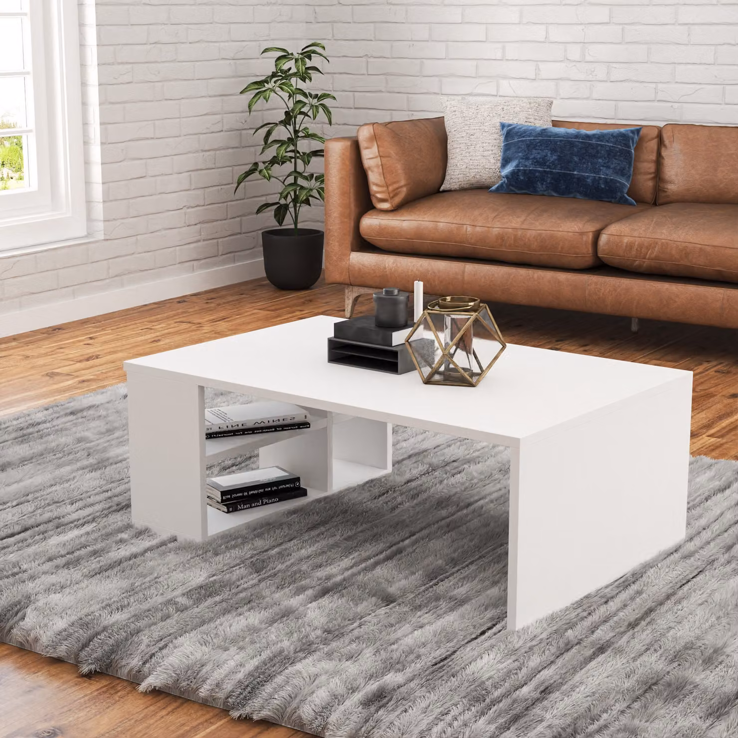 Skye Decor, Defne - White, tavolino da caffè, bianco, 100 % MELAMIN COATED SLIPBOARD, 90 x 60 x 33,6 cm