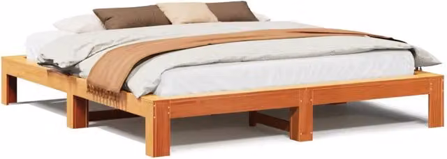 Letto matrimoniale | Letto per adulti | Letto senza Materasso Marrone Cera 200x200 cm in Legno di Pino
