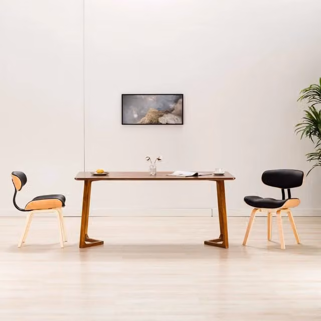 Sedie da Pranzo 2 pz Nere in Legno Piegato e Similpelle 283125