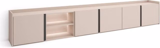 Mobile TV Soggiorno, 309x50x35 cm, Per TV fino a 80", LED, Beige