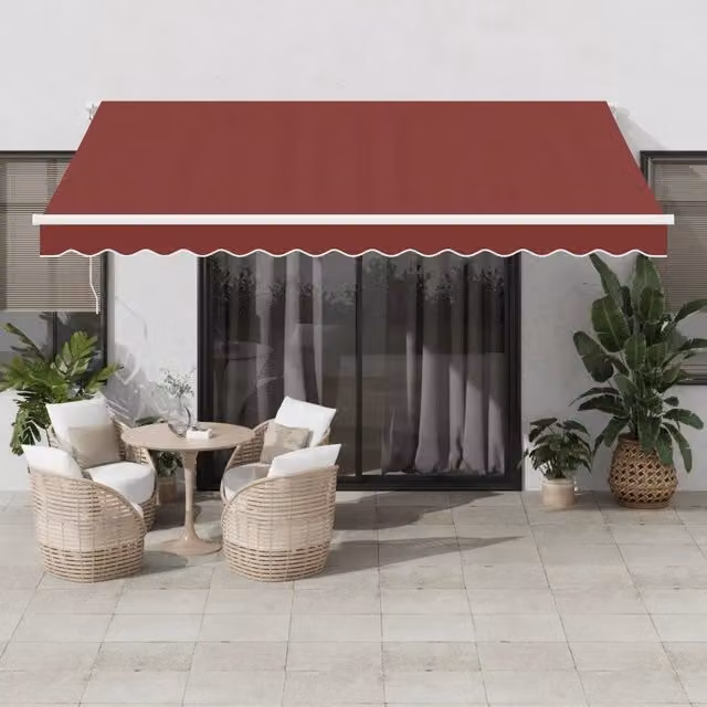 Tenda da Sole Retrattile Automatica con LED Bordò 400x350 cm 3214985