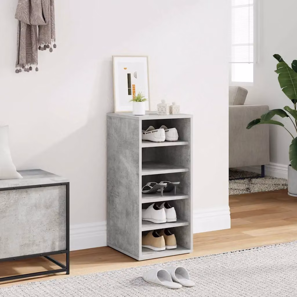 Armadio porta scarpe vidaXL moderno con ante a battente e ripiani, Grigio, L 31,5 cm x P 35 cm x H 70 cm