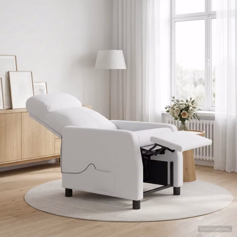 Poltrona relax reclinabile vidaXL in tessuto bianco con braccioli e struttura moderna