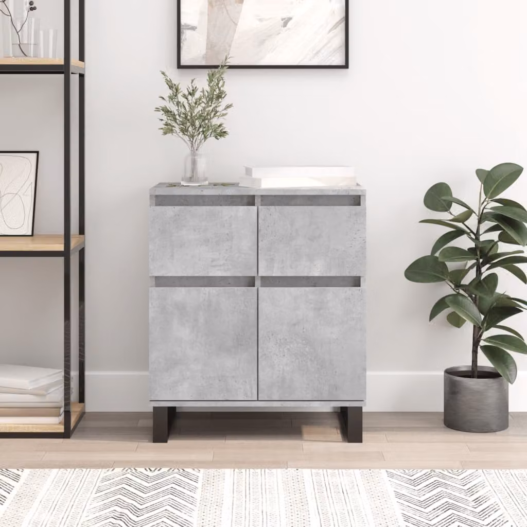 Credenza moderna vidaXL in legno e metallo, Grigio, L 60 cm x P 35 cm x H 70 cm
