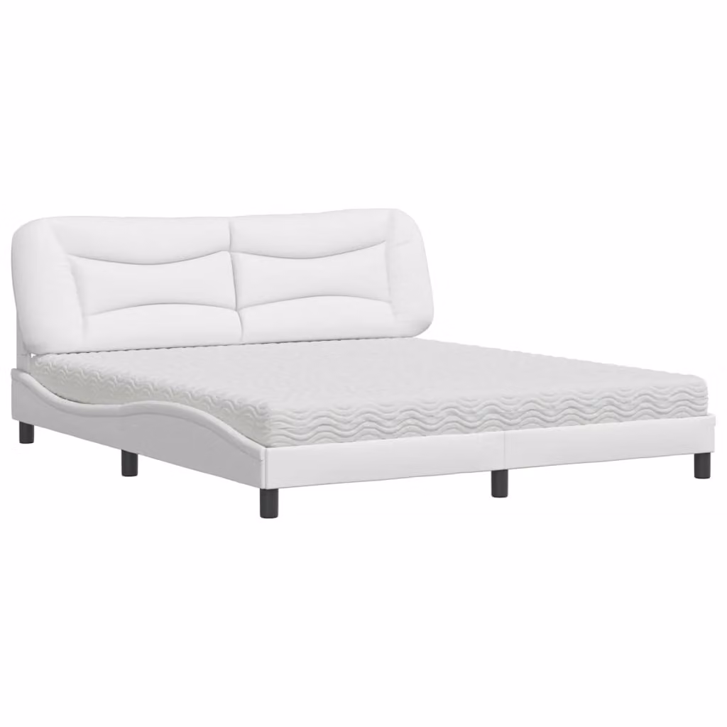 Letto con Materasso Hvar Bianco 180x200 cm in Pelle finta