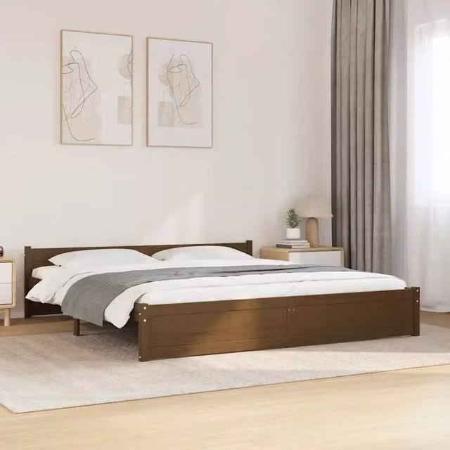 Giroletto Ambra vidaXL in legno massello di pino marrone con doghe fisse L/P: 200 x 200 cm – 1