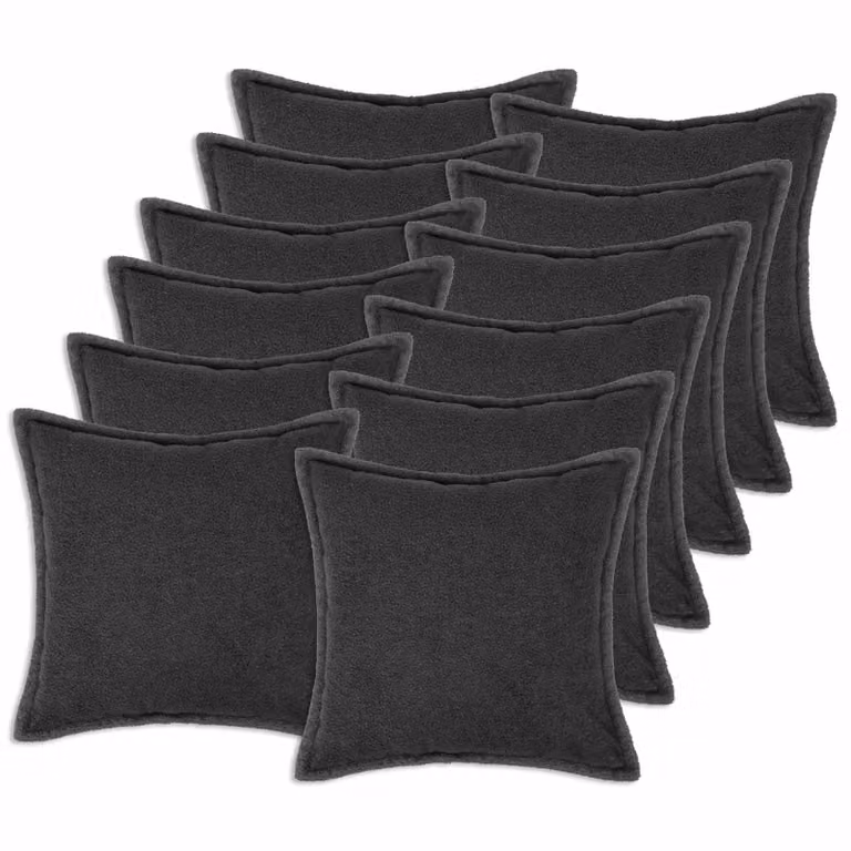 Set di 12 federe vidaXL HOUTEN Grigio Scuro in tessuto bouclé, L 50 cm x P 50 cm