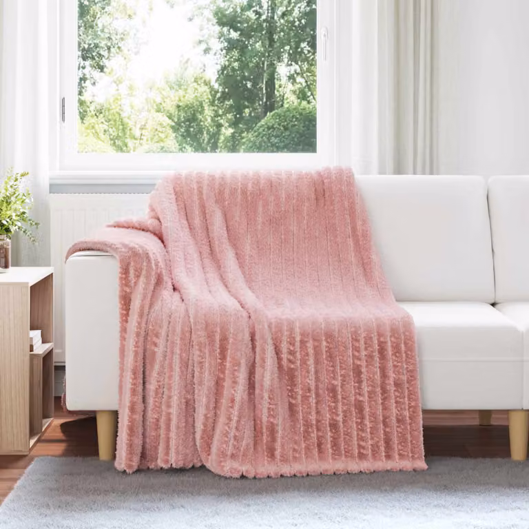 Set di 6 coperte in pile vidaXL rosa, L 200 cm x P 150 cm