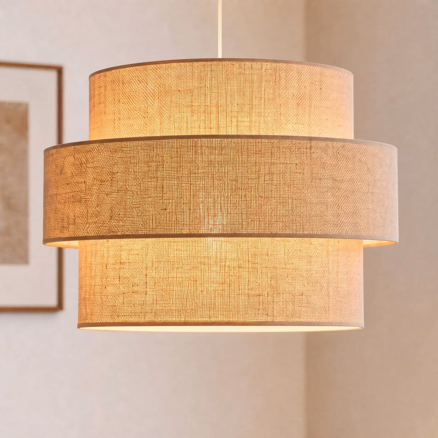 Lampada a sospensione Space Duolla, Marrone / Ruggine, Camera da letto, Tessuto / Stoffa / Seta, Lampada a sospensione
