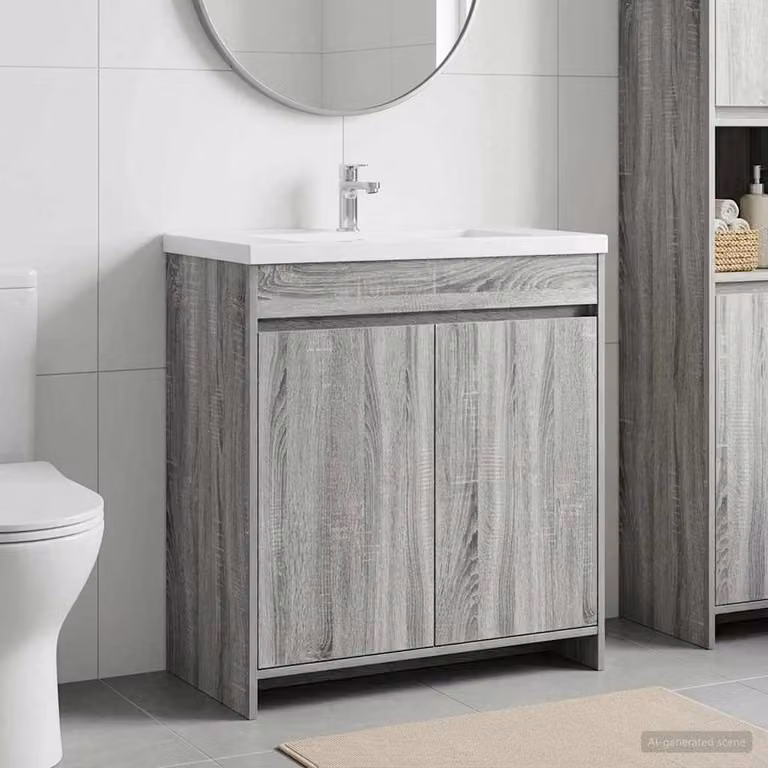 Mobiletto da bagno sotto lavabo vidaXL moderno in MDF grigio opaco