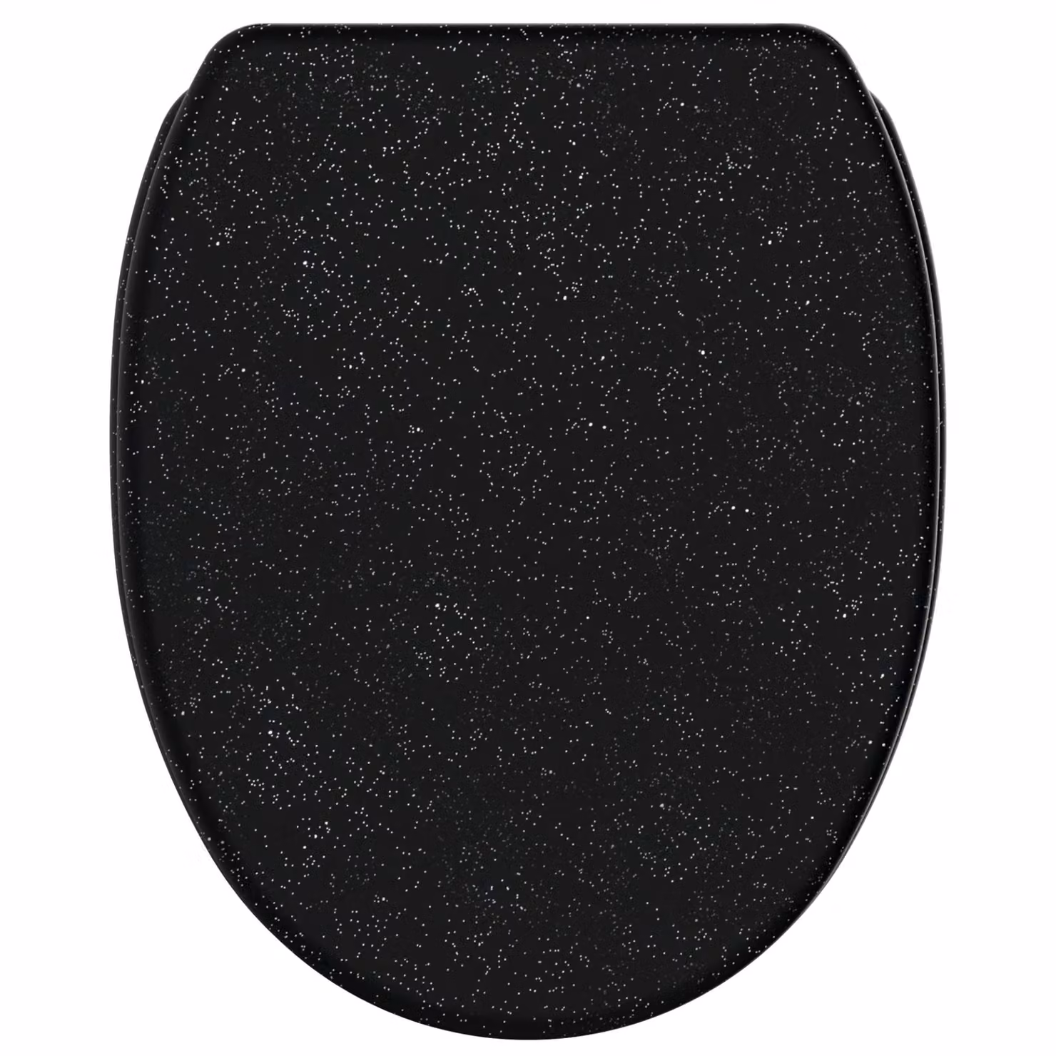 Sedile WC SANILO® con chiusura ammortizzata e chiusura rapida, nero glitterato, coperchio WC direttamente dal produttore, coperchio per WC, sedile WC, coperchio per WC