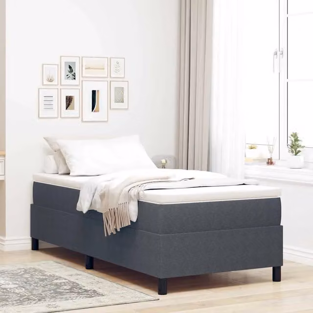 Letto a molle vidaXL in tessuto grigio e bianco L: 100 cm, P: 200 cm, H: 60 cm