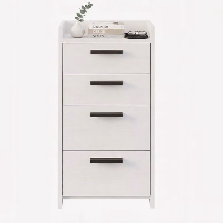 Armadio da ufficio alto e cassettiera da scrivania in bianco