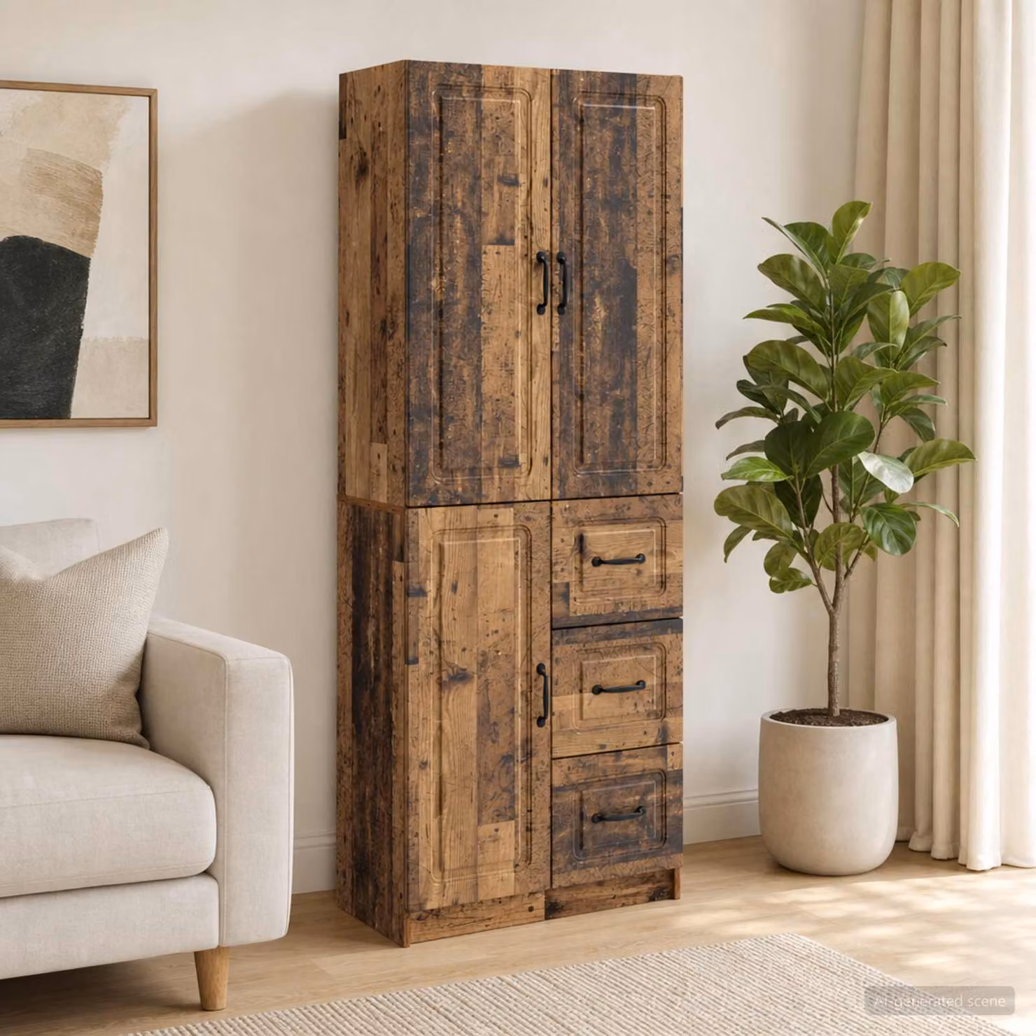 Set di 2 armadi moderni vidaXL in legno color marrone con ante a battente e ripiani interni L/P/H: 87,0 x 34,5 x 66,0 cm