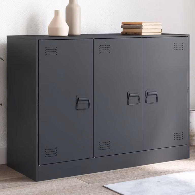 Credenza in metallo vidaXL stile industriale color antracite L: 99 cm, P: 39 cm, H: 73 cm