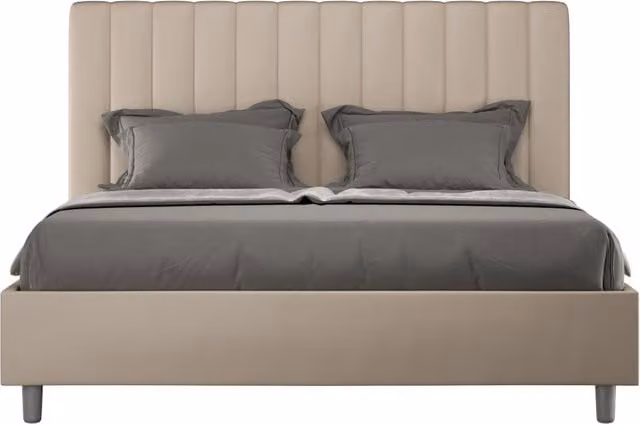Letto Matrimoniale con Contenitore e Rete a Alzata Giordanoshop Beige L/P/H: 160 x 200 x 122 cm