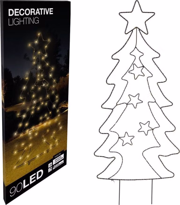 Albero di Natale da giardino in metallo con 90 LED