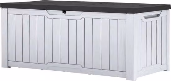 120 litri di acqua resistente cassa di stoccaggio per esterno - chiusura - montaggio semplice - versatile banco o tavolo (nero + bianco)