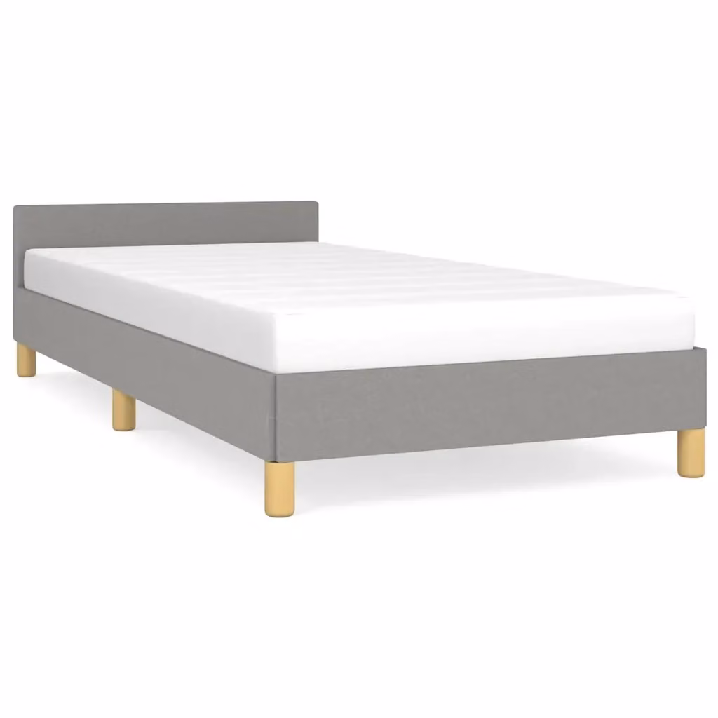 Struttura Letto Giroletto Design Mania in Tessuto Grigio Chiaro con Doghe in Legno L/P/H: 90 x 190 cm – 2