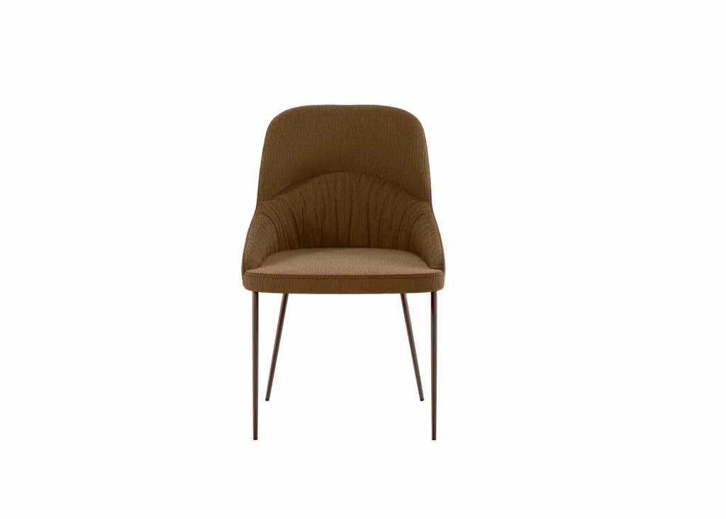 Sedia Ginevra Stones in tessuto marrone con struttura in metallo bronzo opaco e design minimalista – 2