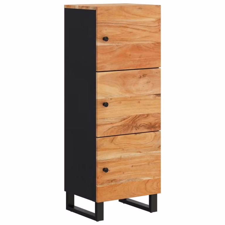 Credenza con 3 Ante 40x33x110 cm Legno Massello Acacia e Ferro